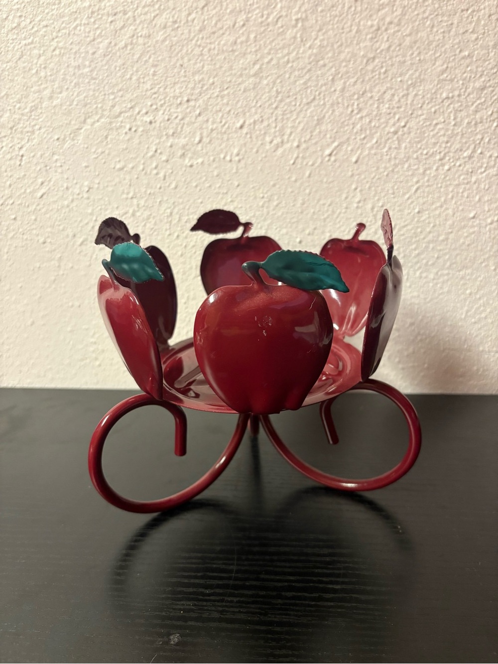 Red Apple Metal Candle Holder Fruit Kitchen Farmhouse Decor - Picture 2 of 8